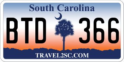 SC license plate BTD366
