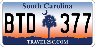 SC license plate BTD377