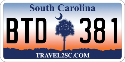 SC license plate BTD381