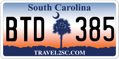 SC license plate BTD385