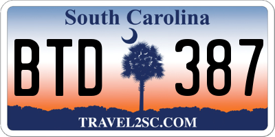 SC license plate BTD387