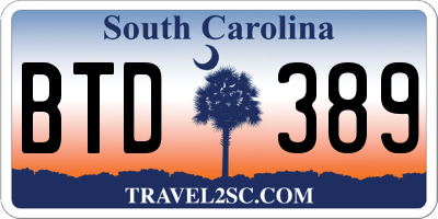 SC license plate BTD389