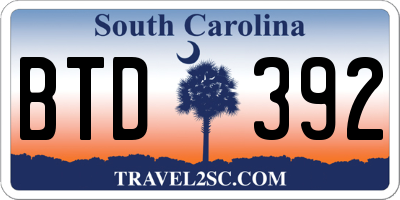 SC license plate BTD392