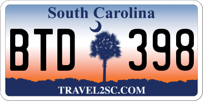SC license plate BTD398