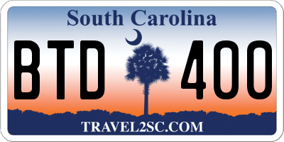 SC license plate BTD400