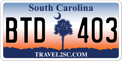 SC license plate BTD403