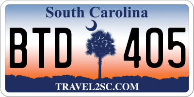 SC license plate BTD405