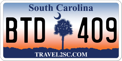 SC license plate BTD409
