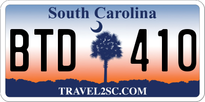 SC license plate BTD410