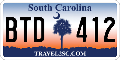 SC license plate BTD412