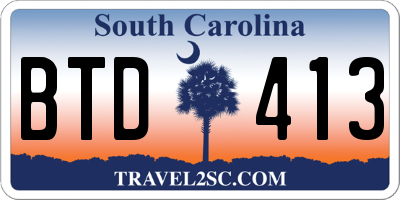 SC license plate BTD413