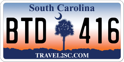 SC license plate BTD416