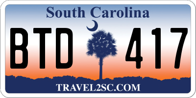 SC license plate BTD417