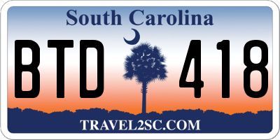 SC license plate BTD418