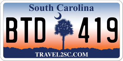 SC license plate BTD419