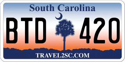 SC license plate BTD420
