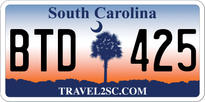 SC license plate BTD425