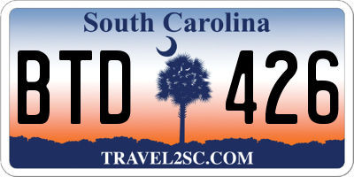 SC license plate BTD426
