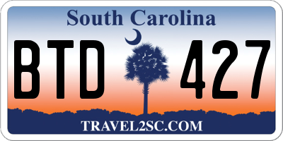 SC license plate BTD427