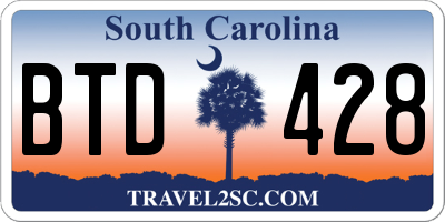 SC license plate BTD428