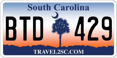 SC license plate BTD429