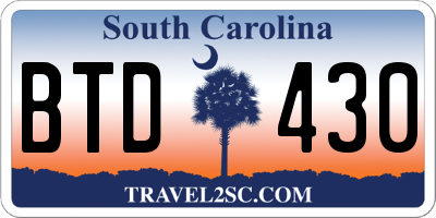 SC license plate BTD430