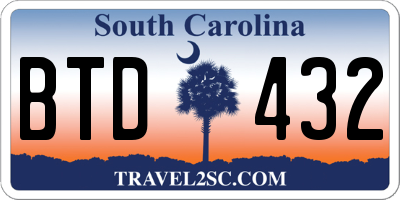 SC license plate BTD432
