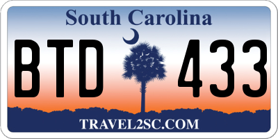 SC license plate BTD433