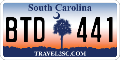 SC license plate BTD441