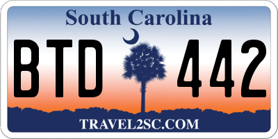 SC license plate BTD442