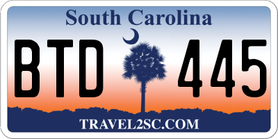 SC license plate BTD445