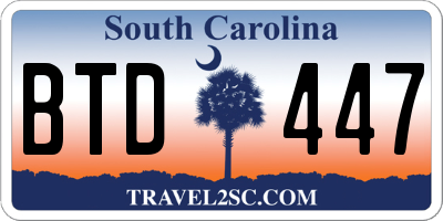 SC license plate BTD447