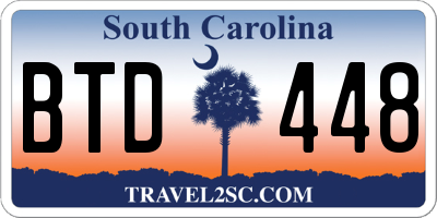 SC license plate BTD448