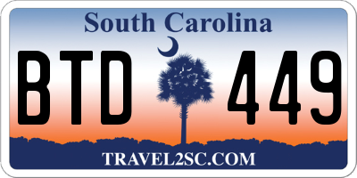 SC license plate BTD449