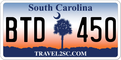 SC license plate BTD450