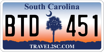 SC license plate BTD451