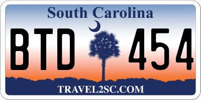 SC license plate BTD454