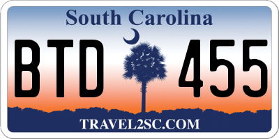 SC license plate BTD455