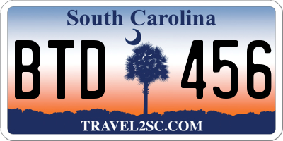 SC license plate BTD456