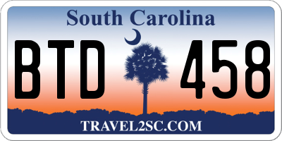 SC license plate BTD458