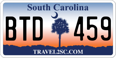 SC license plate BTD459