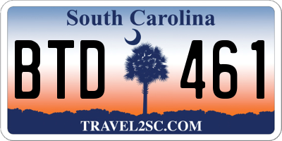 SC license plate BTD461