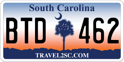 SC license plate BTD462