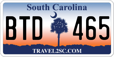 SC license plate BTD465