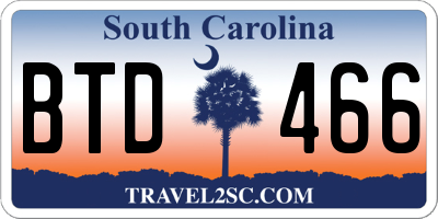 SC license plate BTD466