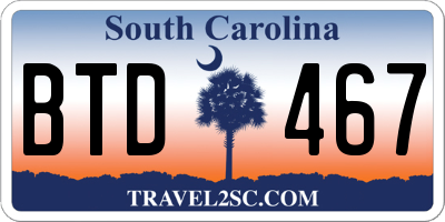 SC license plate BTD467