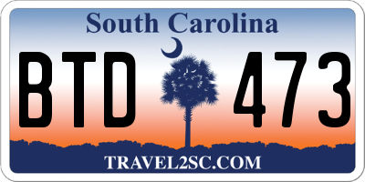 SC license plate BTD473