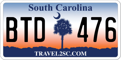 SC license plate BTD476