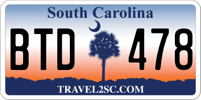 SC license plate BTD478