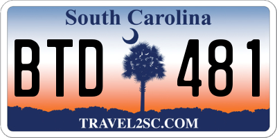 SC license plate BTD481